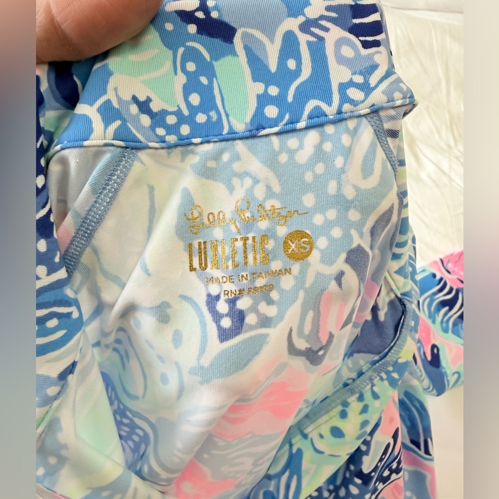 Lilly Pulitzer | SZ XS | Marion Half Zip UPF 50+ Long Sleeve top Surf Blue Pink - Picture 8 of 12